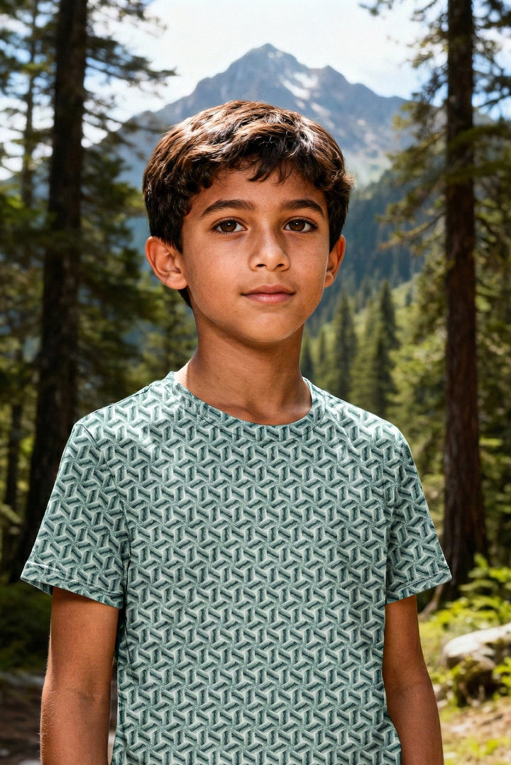 Boy wearing sage boy  tee